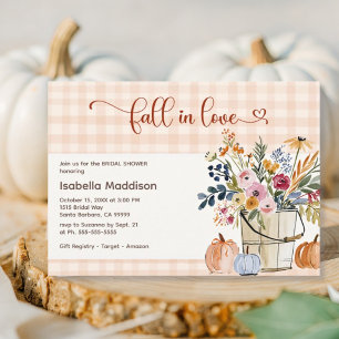 Fall In Love Florals Pumpkins Rustic Watercolor Invitation