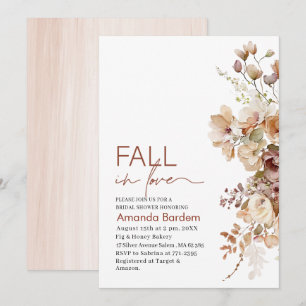Fall in Love Flowers Watercolor bridal shower In Invitation