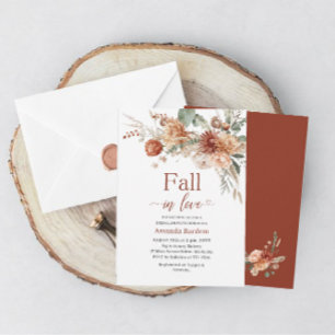 Fall in Love Flowers Watercolor bridal shower Invitation