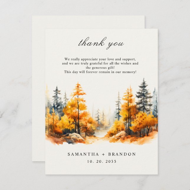 Fall in love Forest Thank You Card (Front/Back)