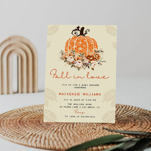 Fall In Love Fumpkin Autumn Floral Baby Shower Invitation