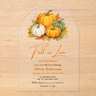 Fall in Love Gender Neutral Pumpkin Baby Shower  Acrylic Invitations