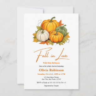 Fall in Love Gender Neutral Pumpkin Baby Shower Invitation