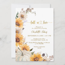 Fall In Love Gold Sunflowers Daisies Bridal Shower