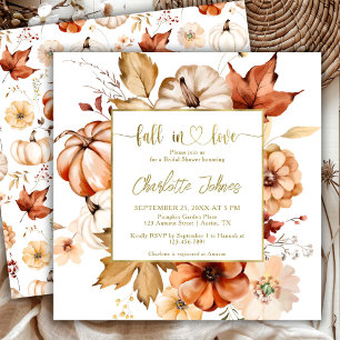 Fall In Love Gold Terracotta Floral Bridal Shower Invitation