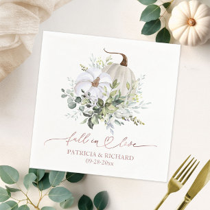 Fall In Love Greenery Pumpkin Napkin