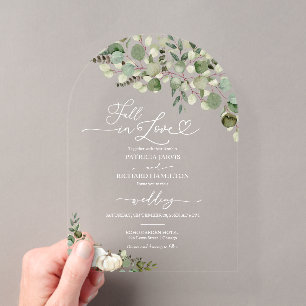 Fall in Love Greenery Pumpkin Wedding Acrylic Invitations