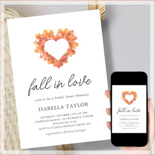 Fall in Love Heart Bridal Shower Invitation
