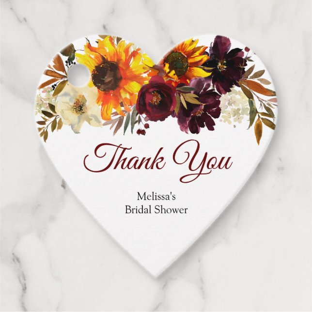 Fall in Love Heart Shaped Favour Tag (Front)