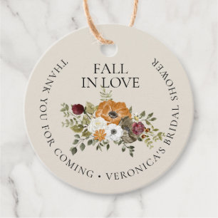 Fall in Love Ivory Bridal Shower  Favour Tags