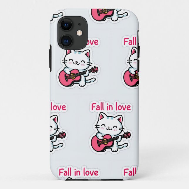"Fall in Love Kitty Sticker" Case-Mate iPhone Case (Back)