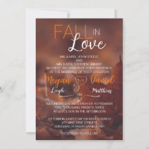 Fall In Love Leaves Wedding Invitation