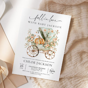 Fall In Love Little Pumpkin Autumn Baby Shower Invitation