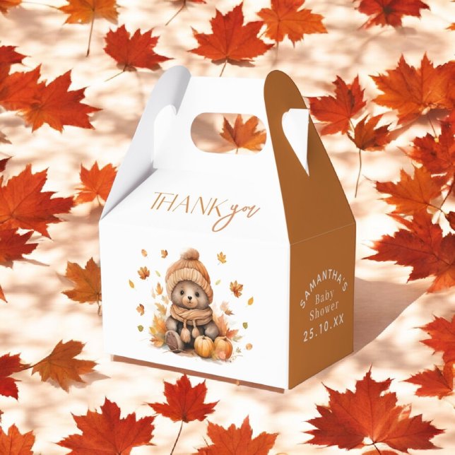 Fall In Love Little Teddy Bear Pumpkin Favor Box (Creator Uploaded)
