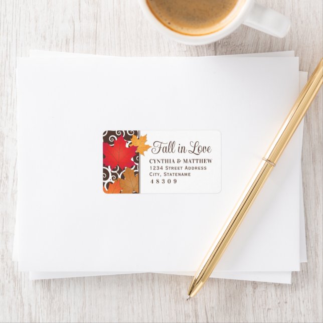Fall in Love Maple Leaf Wedding Address Label (Insitu)