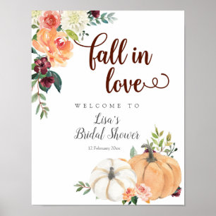 Fall in Love Marsala Citrouille Affiche de bienven