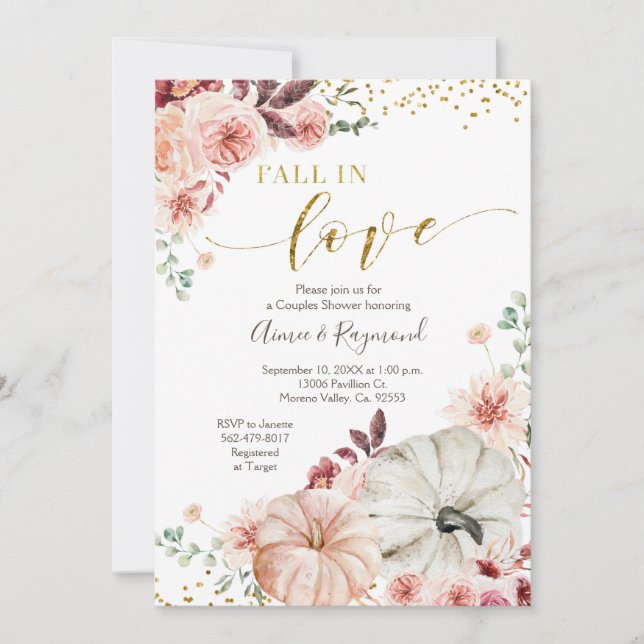 Fall in Love Marsala Pumpkin Invitation (Front)