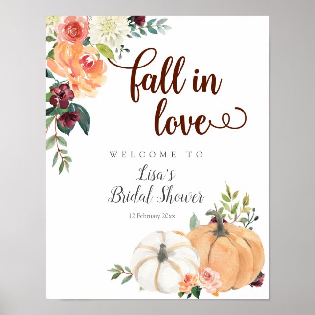 Fall in Love Marsala Pumpkin Welcome Sign (Front)