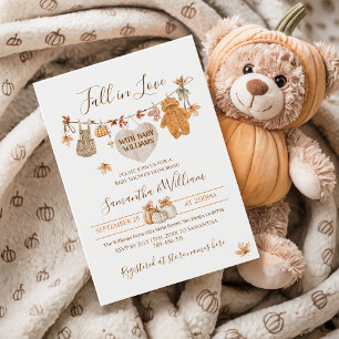 Fall in Love Minimal Modern Neutral Baby Shower Invitation