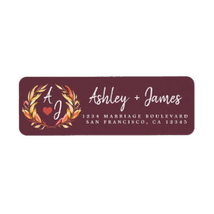 Fall in Love Monogram Wedding Return Address