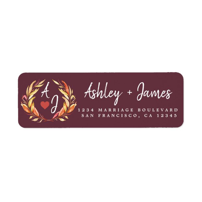 Fall in Love Monogram Wedding Return Address (Front)