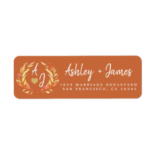 Fall in Love Monogram Wedding Return Address