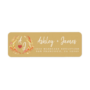 Fall in Love Monogram Wedding Return Address Label