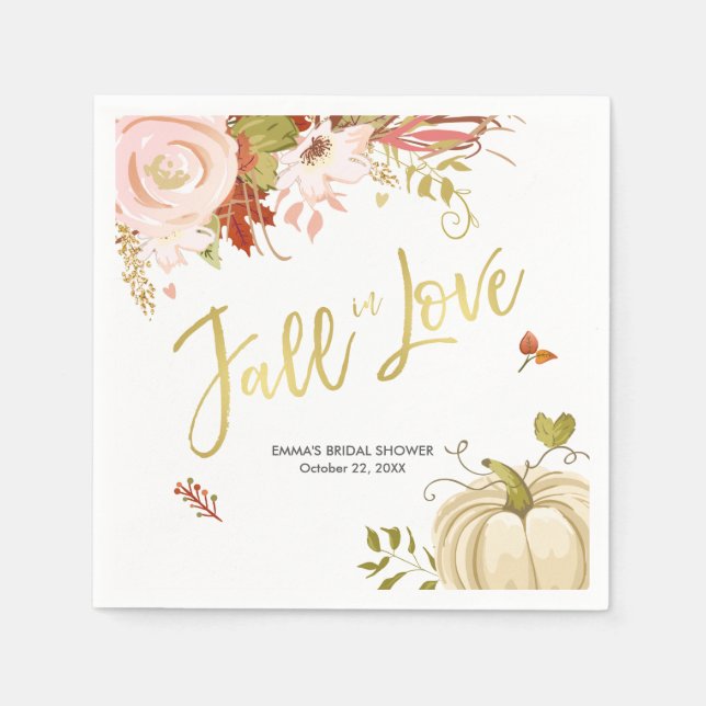 Fall in Love Napkins Bridal Fall Baby shower (Front)