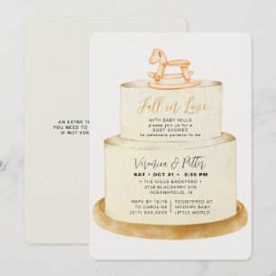 Fall in Love Neutral Autumn Cake Baby Shower Invitation