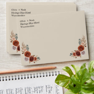 Fall in Love Orange Rose and Pampas Grass Envelope