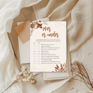 Fall in love   Over Or Under Bridal Shower Game  Invitation