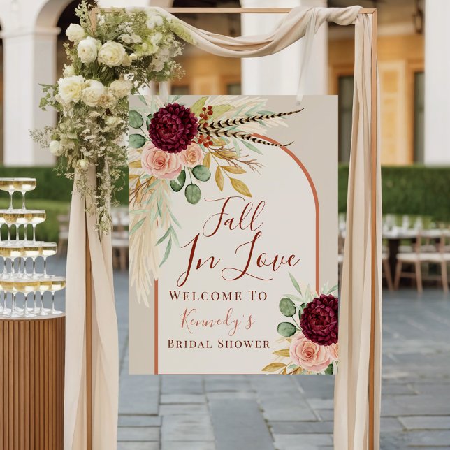 Fall In Love Pampas Floral Bridal Shower Welcome  Poster (Creator Uploaded)