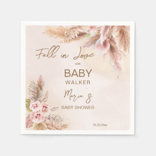 Fall in love pampas grass boho baby shower napkin