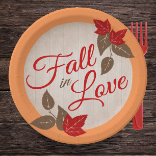 Fall in Love Paper Plate