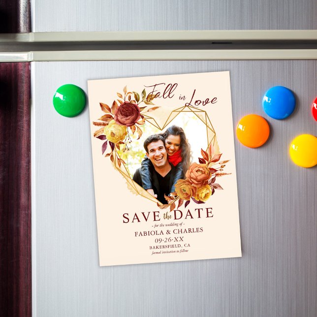 Fall in Love Photo Wedding Save the Date Magnet (Creator Uploaded)