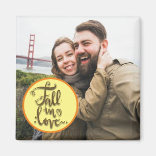 Fall in Love Photo with Script Text Magnet
