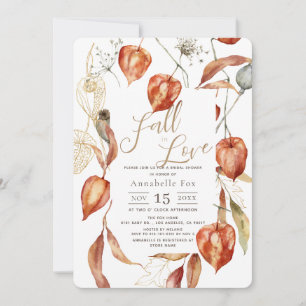 Fall in Love Physalis Autumn Bridal Shower Invitation