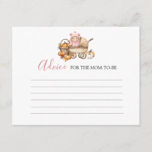 Fall in Love Pink Bear Baby Shower Advice For Mom Enclosure Card