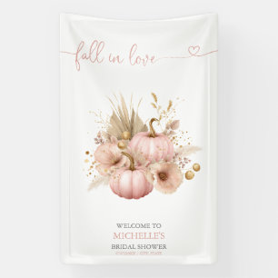Fall in Love Pink Boho Pumpkin Welcome Sign