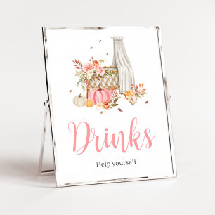 Fall In Love Pink Pumpkin Drinks Baby Shower Poster