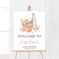Fall In Love Pink Pumpkin Welcome Baby Shower
