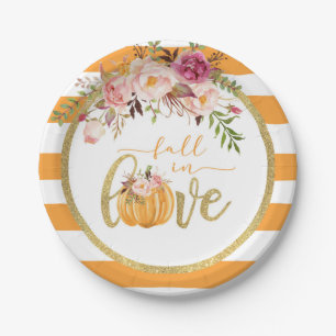 Fall in Love Plate - Orange Stripes
