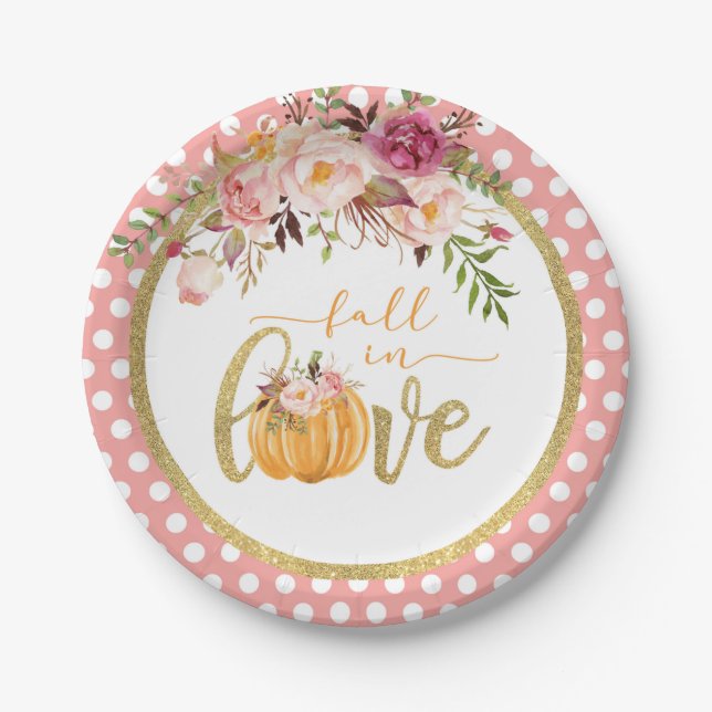 Fall in Love Plate - Pink Dots (Front)