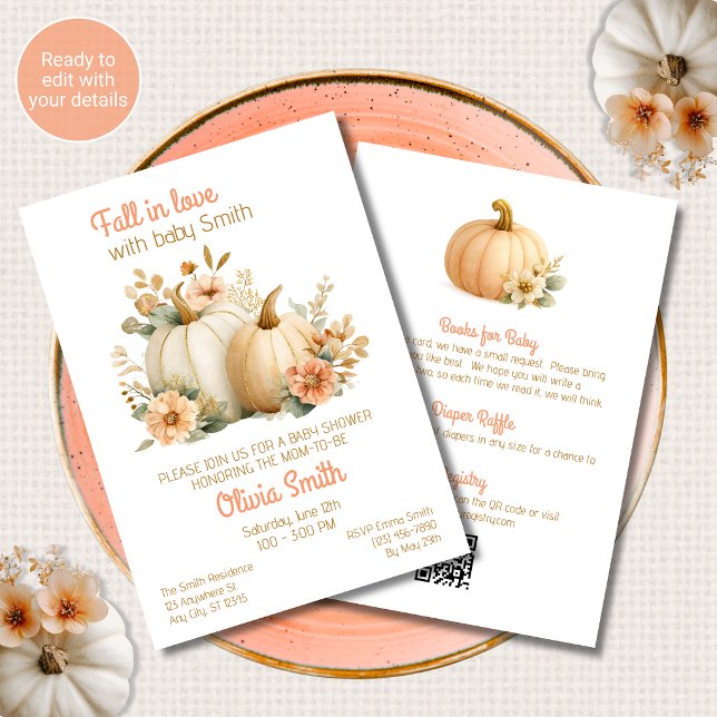 Fall in Love Pumpinks Baby Shower All in One Invitation (Creator Uploaded)