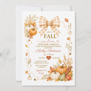 Fall in Love Pumpkin Autumn Harvest Baby Shower Invitation