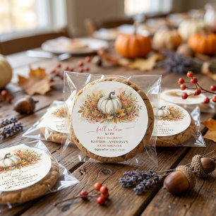 Fall In Love Pumpkin Baby Shower Favour Classic Round Sticker