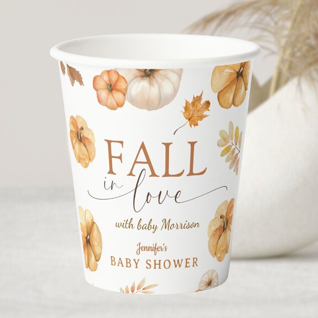 Fall in Love Pumpkin Baby Shower Paper Cups (Creator Uploaded)