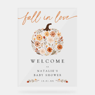 Fall in Love Pumpkin Baby Shower Welcome Sign