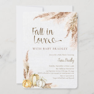 Fall in love Pumpkin Boho pampas grass baby shower Invitation