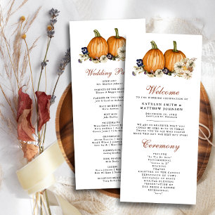 Fall in Love Pumpkin Botanical Autumn Fall Wedding Program